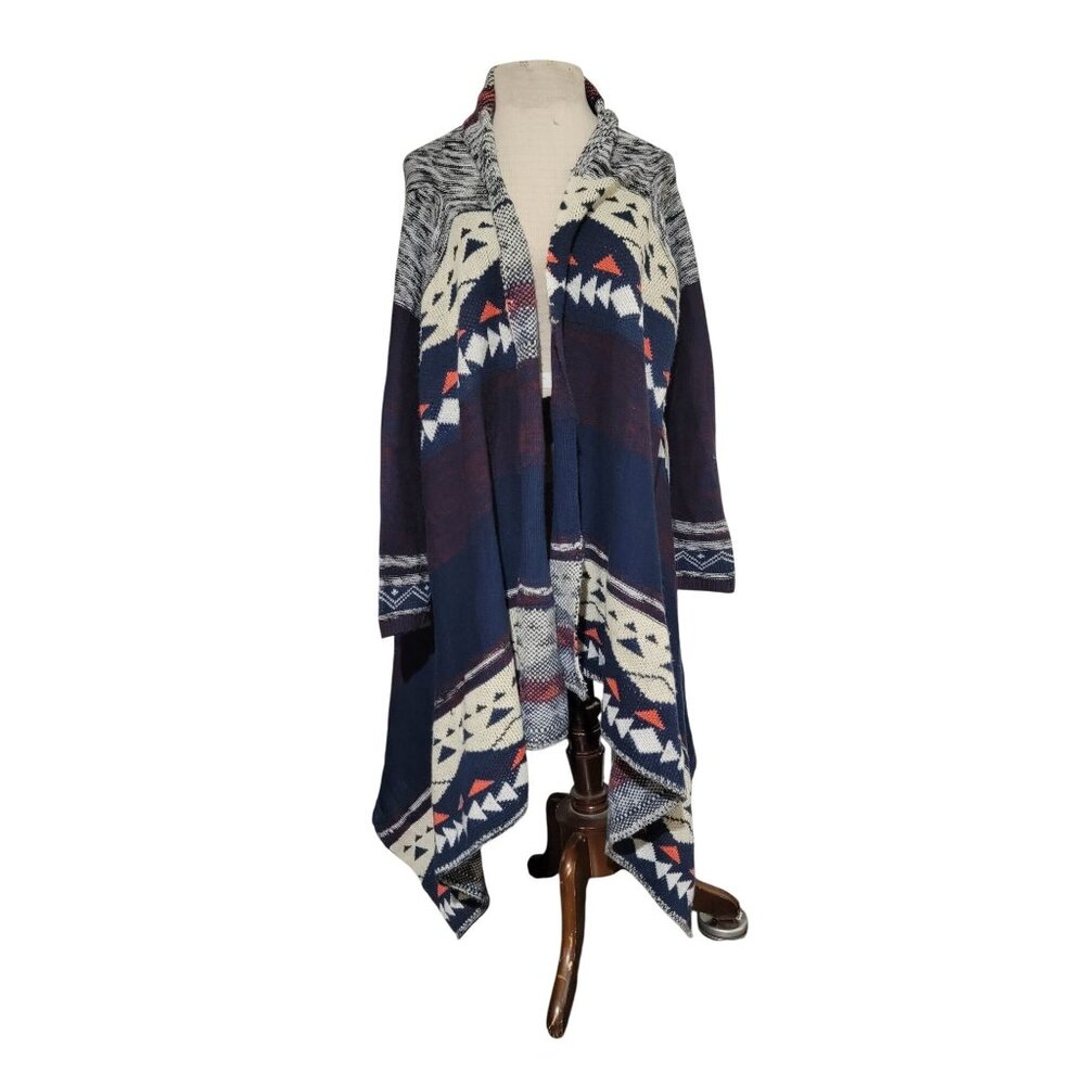 Velzera Womens Open Cardigan Sweater Large XL Cowgirl Poncho Layer Western Triba